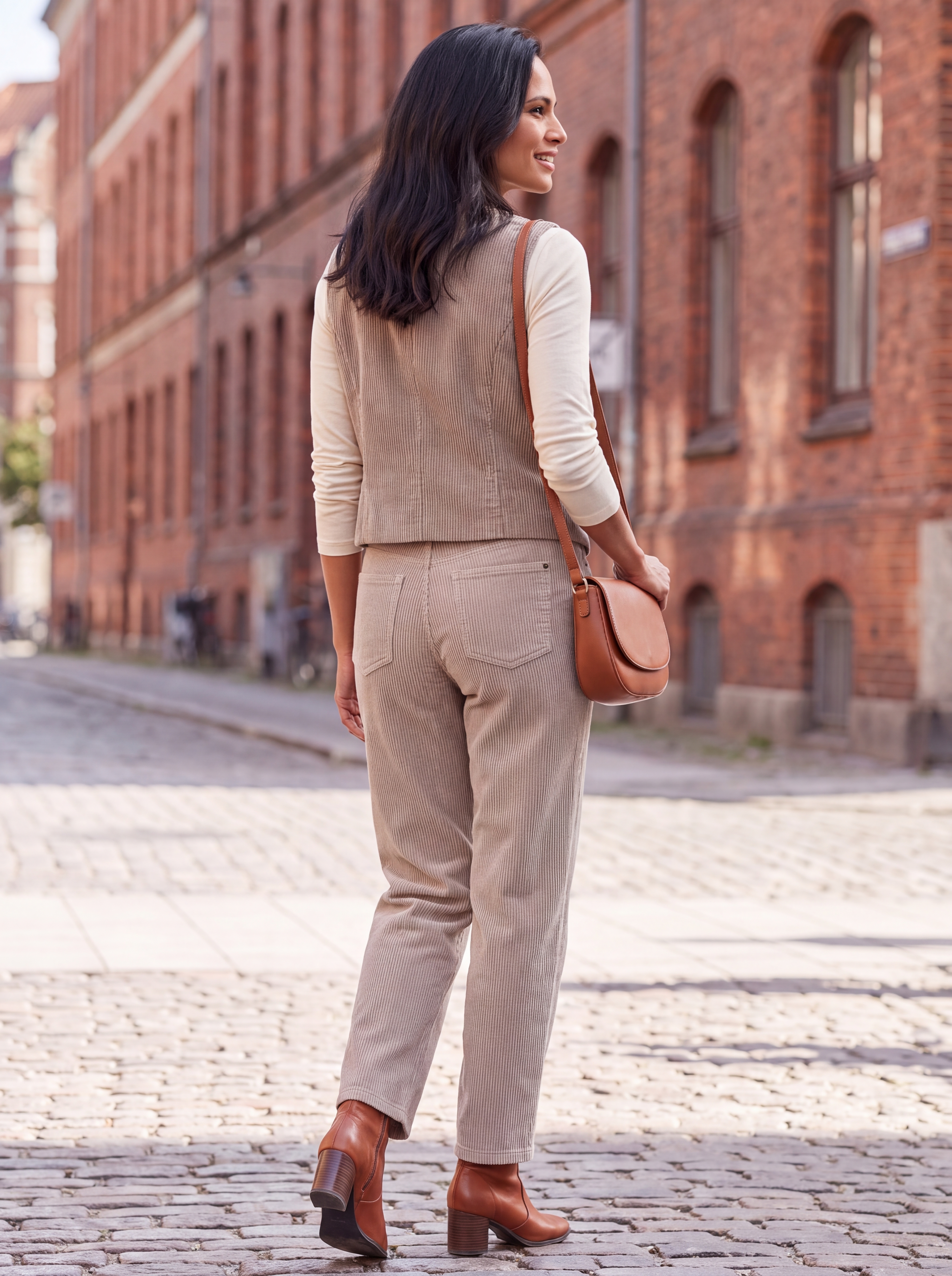 Dámska menčestrová vesta BROADWAY NYC FASHION TAUPE Tmavá zemitá béžová s.WEAR 3